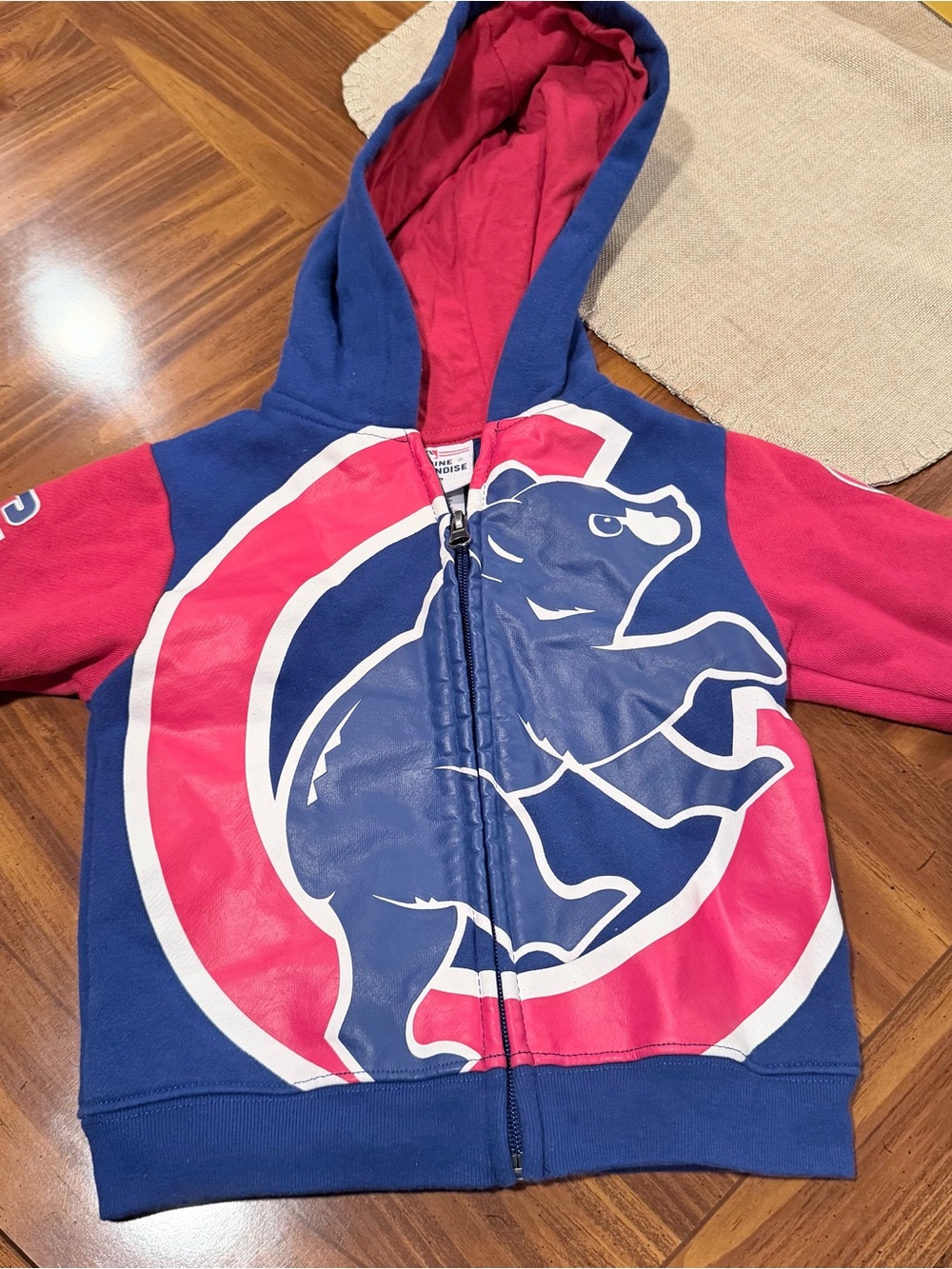 Kids Blue & Red  Chicago Cubs Hooded Zip-Up Top with Logo